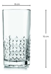 Set de vasos altos de vidrio 484 ml estampado con rombos
