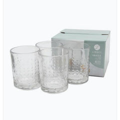 Vasos transparentes 325 ml con diseño rombos en relieve