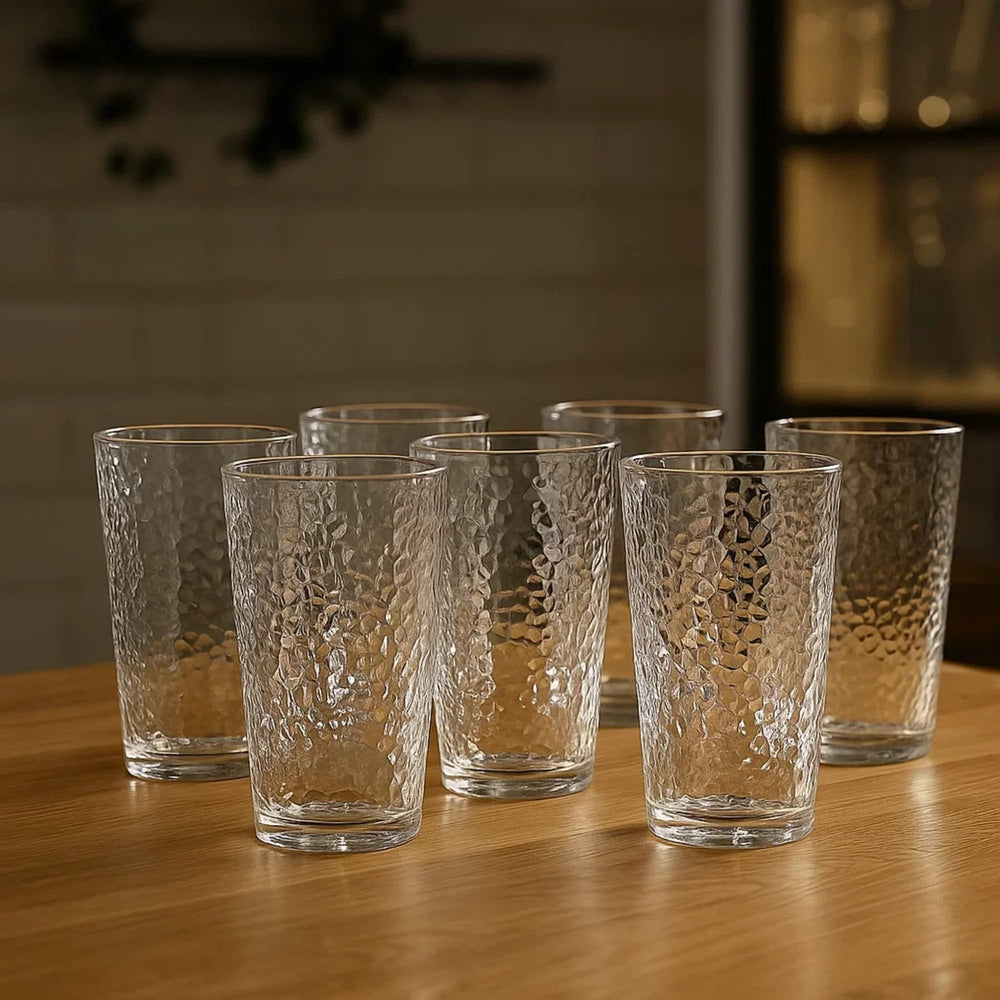 Set de 6 vasos altos 420 ml con textura frost HB en vidrio