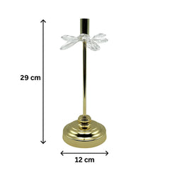 Candelabro Decorativo 29x12 cm Flor de Cristal y Base Oro Rosa