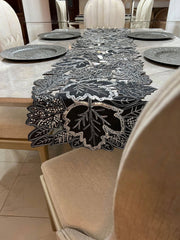 Centro De Mesa 40x180cm Leyla Estampado Negro