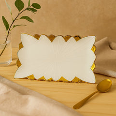 Bandeja Decorativa Rectangular Plana 18x31cm Con Borde Dorado