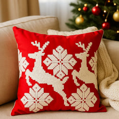 Cojín navideño sin relleno 45×45 cm con diseño tradicional