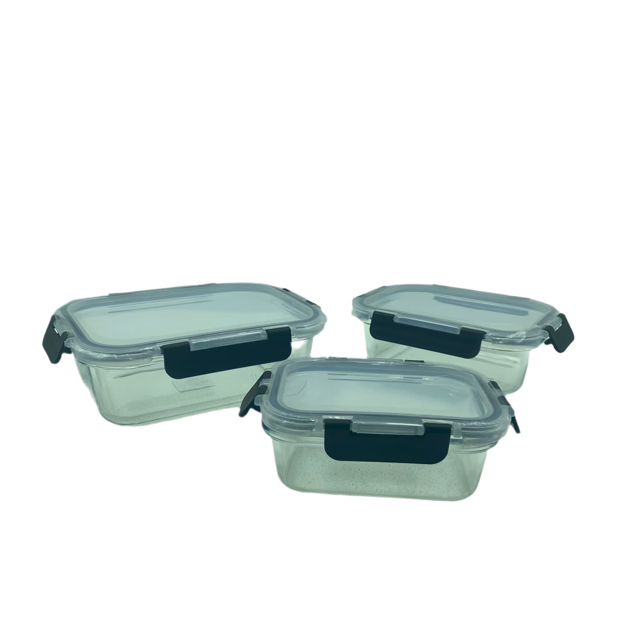 Set 3 Recipientes de Vidrio con Tapa Negra | Lala Home Colombia