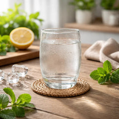 Vaso de vidrio 250 ml diseño liso transparente con base gruesa