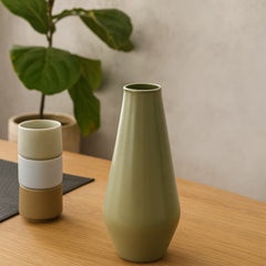 Florero decorativo tipo botella en cerámica esmaltada – Colección Tierra Viva