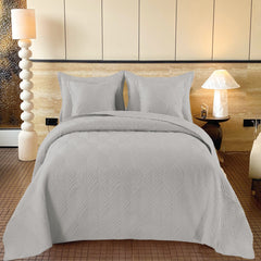 Edredón Bordado Superior Hojas Árabe Gris