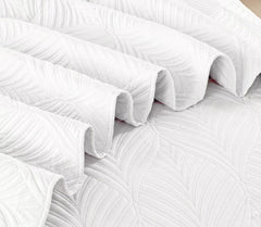 Edredón Bordado Superior Hojas Arabe Blanco