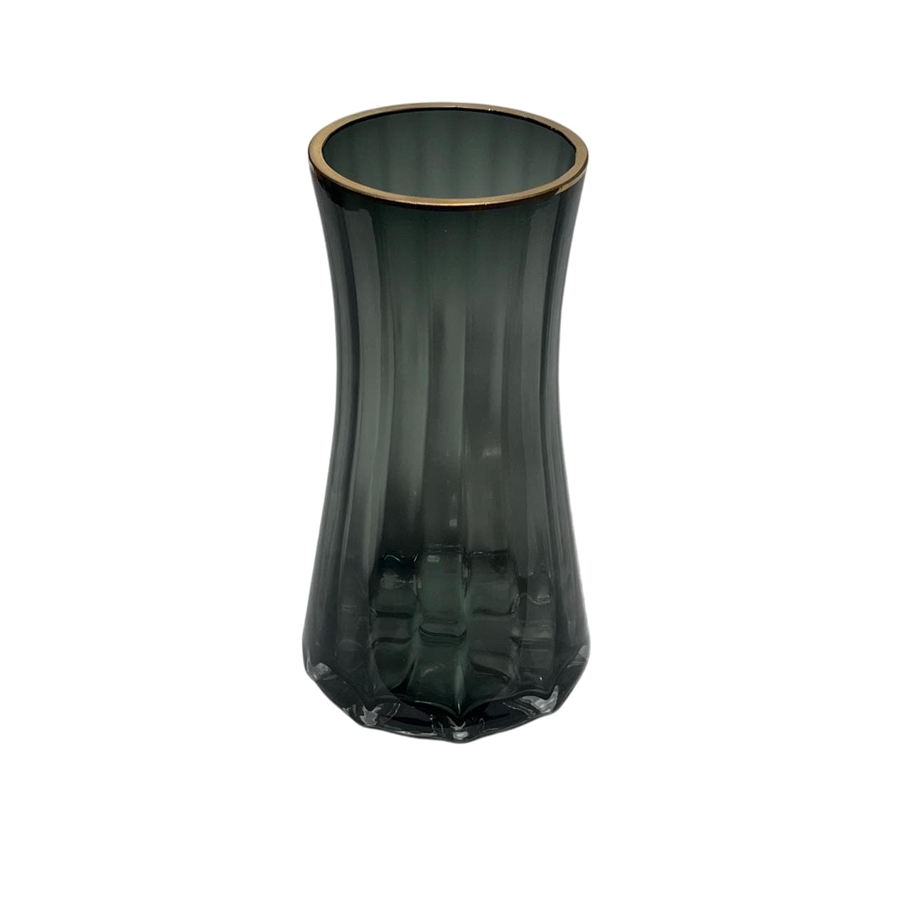 Florero Cristal 23cm Tipo Vaso Con Borde Dorado