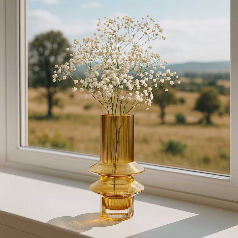 Florero Cristal 24cm Design Amarillo