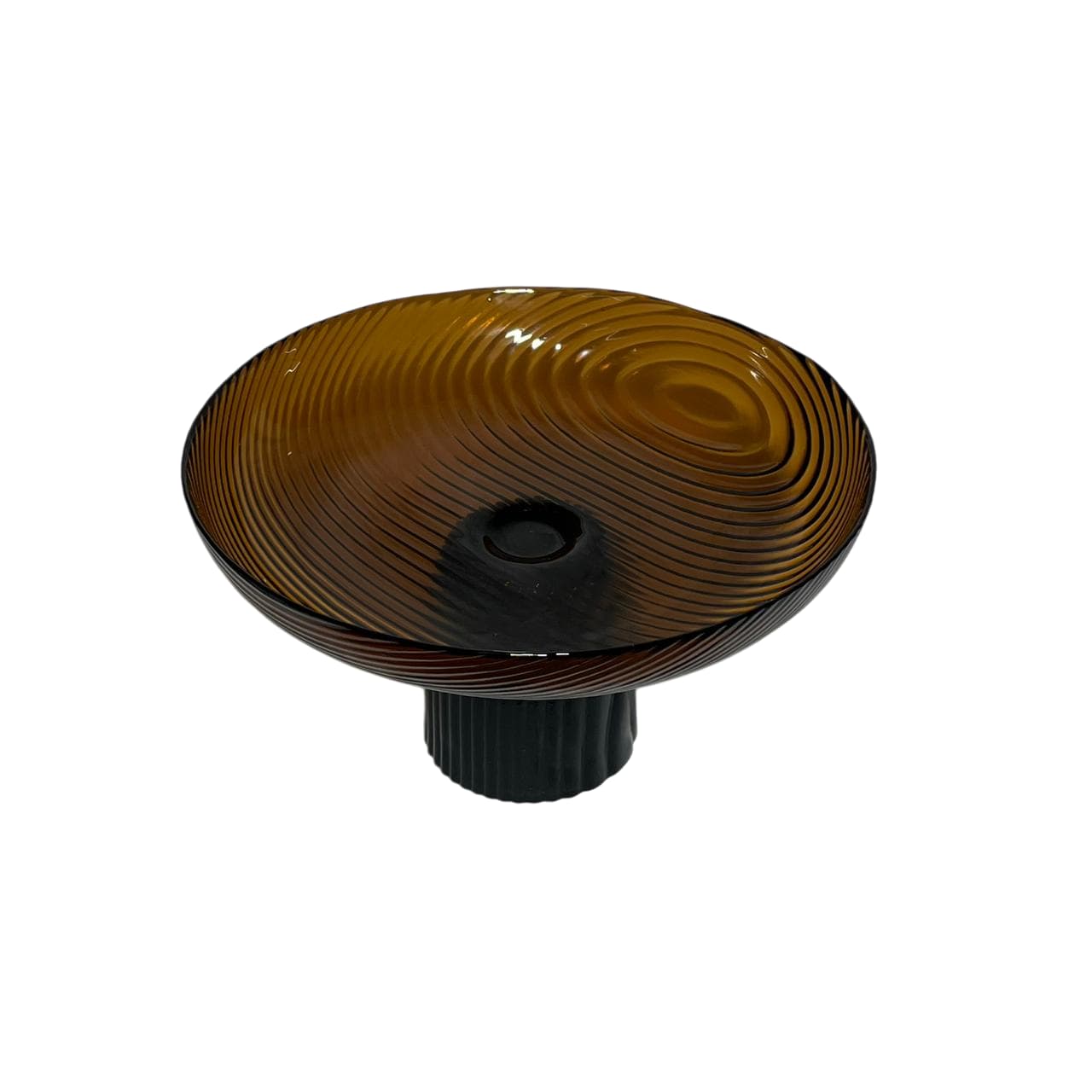 Florero Cristal 30cm Ánfora Líneas Dorado