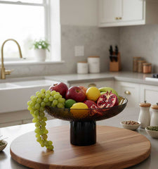 Florero Cristal 30cm Ánfora Líneas Dorado