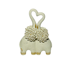 Figura Decorativa Pareja De Elefantes Con Corazon y Flores 