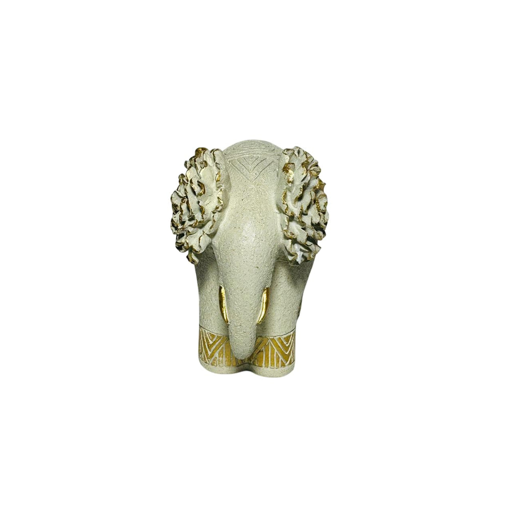Figura Decorativa Elefante Con Flor En Oreja blanco