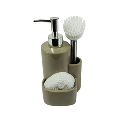 Set Dispensador De Jabón Cerámico Con Escobilla y Esponja