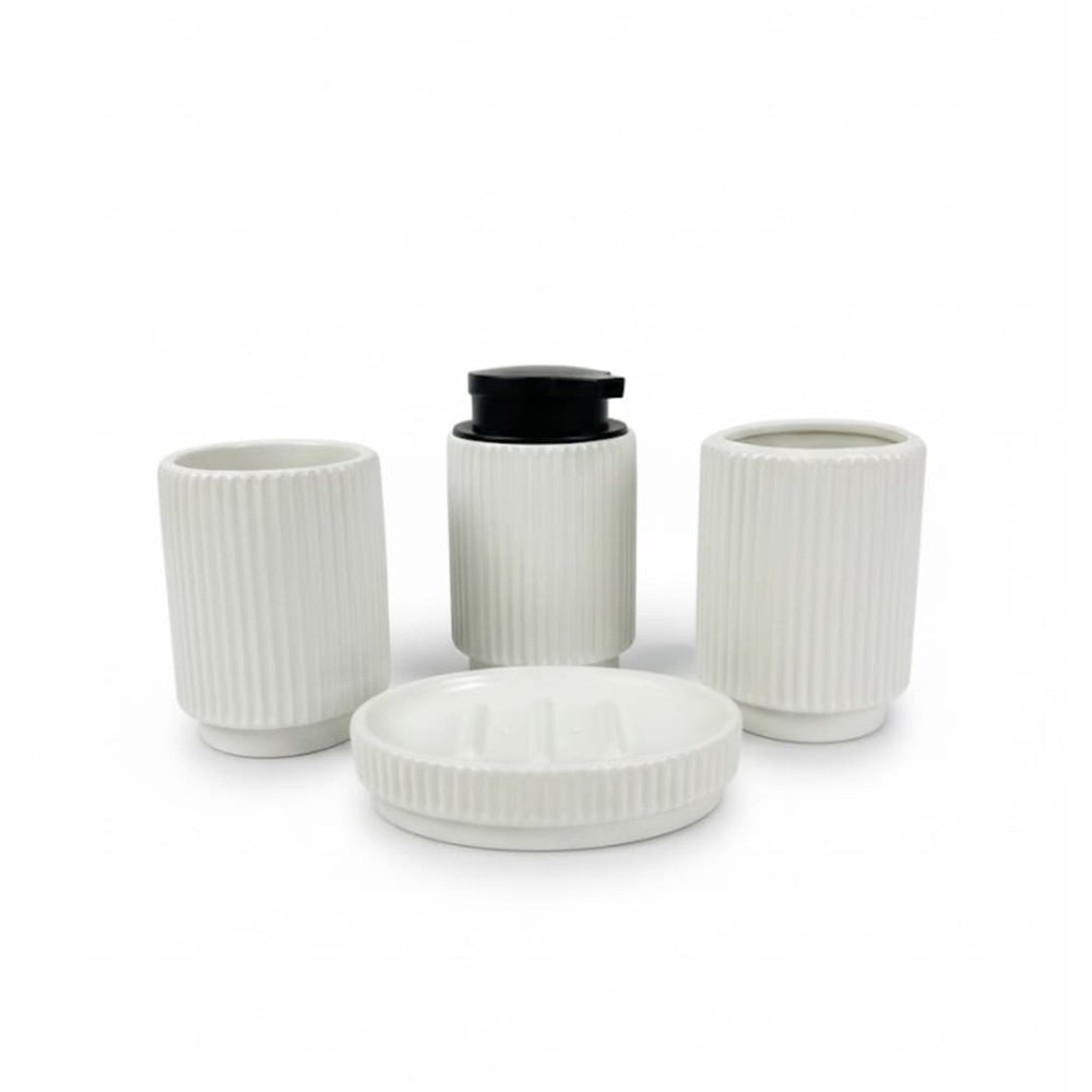 Dispensador y accesorios de baño moderno blanco y negro