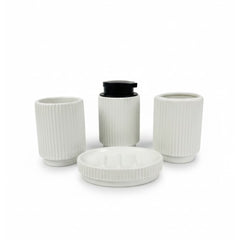 Dispensador y accesorios de baño moderno blanco y negro