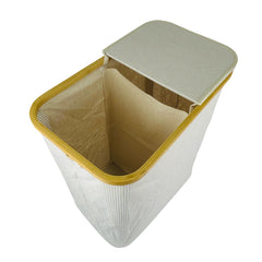 Cesta De Lavandería Grande Diseño Líneas Con Marco De Bambú