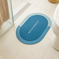 Tapete de baño ovalado azul 40×60 cm “SHOWER ROOM” vista frontal