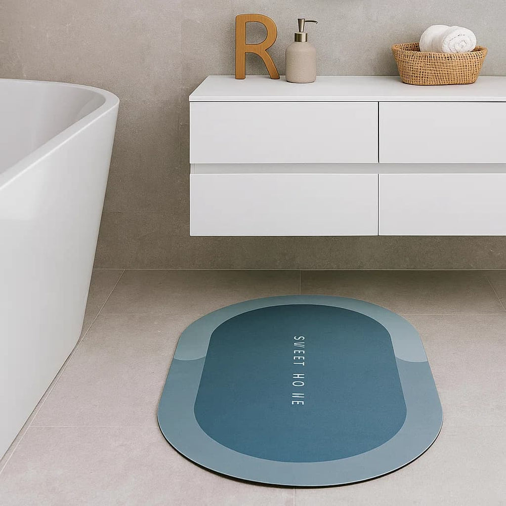 Tapete de baño ovalado esmeralda 40×60 cm “SWEET HOME” vista frontal