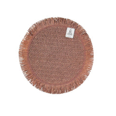 Individual Redondo Mimbre Diseño Bohemio Con Flecos