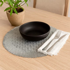 Individual Redondo En PVC 38cm Diseño Zig Zag Con Borde Puntas Dorado