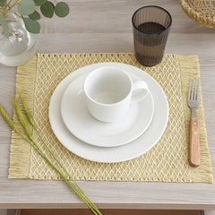 Individual Rectangular Mimbre Natural 30×45cm Diseño Zig Zag Con Flecos