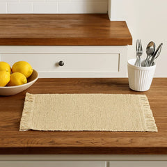 Individual Rectangular Mimbre Natural 30×45cm Diseño Boho Con Flecos