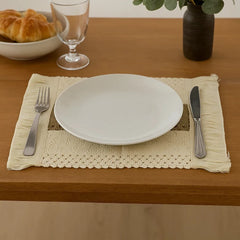 Individual Rectangular Mimbre Natural 30×45cm Diseño Bicolor