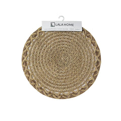 Individual Redondo En Yute 38cm Diseño Tejido Zig Zag