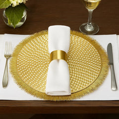 Individual Redondo 38cm En PVC Con Puntas En Flecos