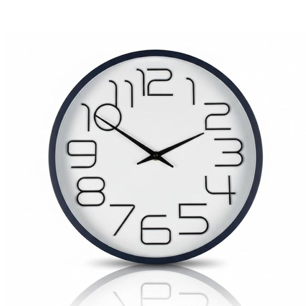 Reloj decorativo redondo con marco azul