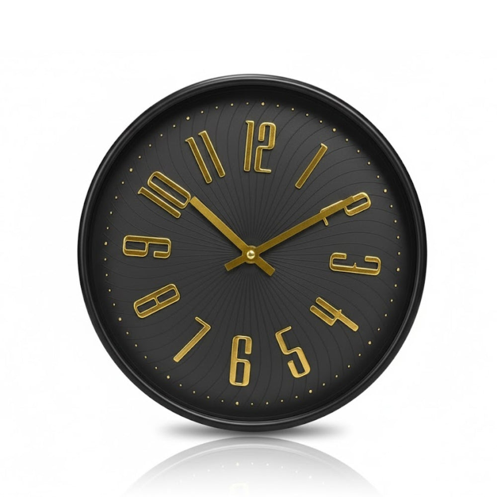 Reloj decorativo con textura espiral y detalles dorados