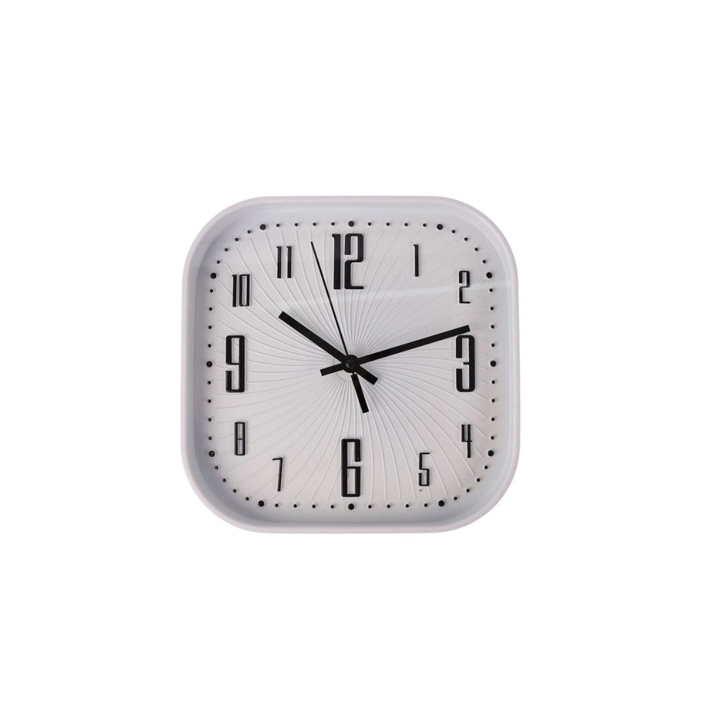 Reloj de pared cuadrado blanco con números negros
