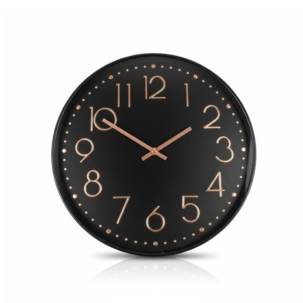 Reloj moderno con números en relieve metálico oro rosa