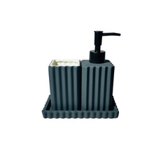 Set de baño 3 piezas gris diseño líneas verticales