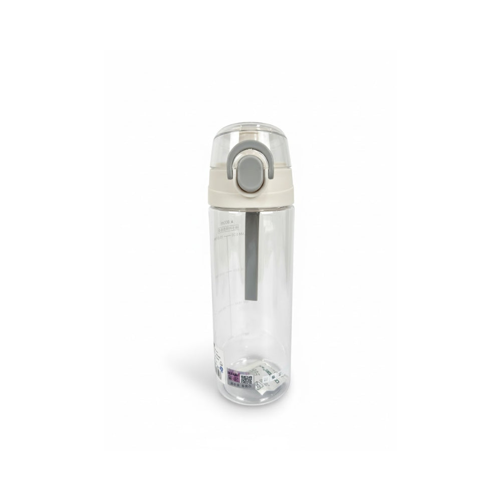 Botella deportiva blanca con botón de seguridad