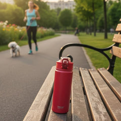 Vista frontal de termo TYESO fucsia con diseño elegante