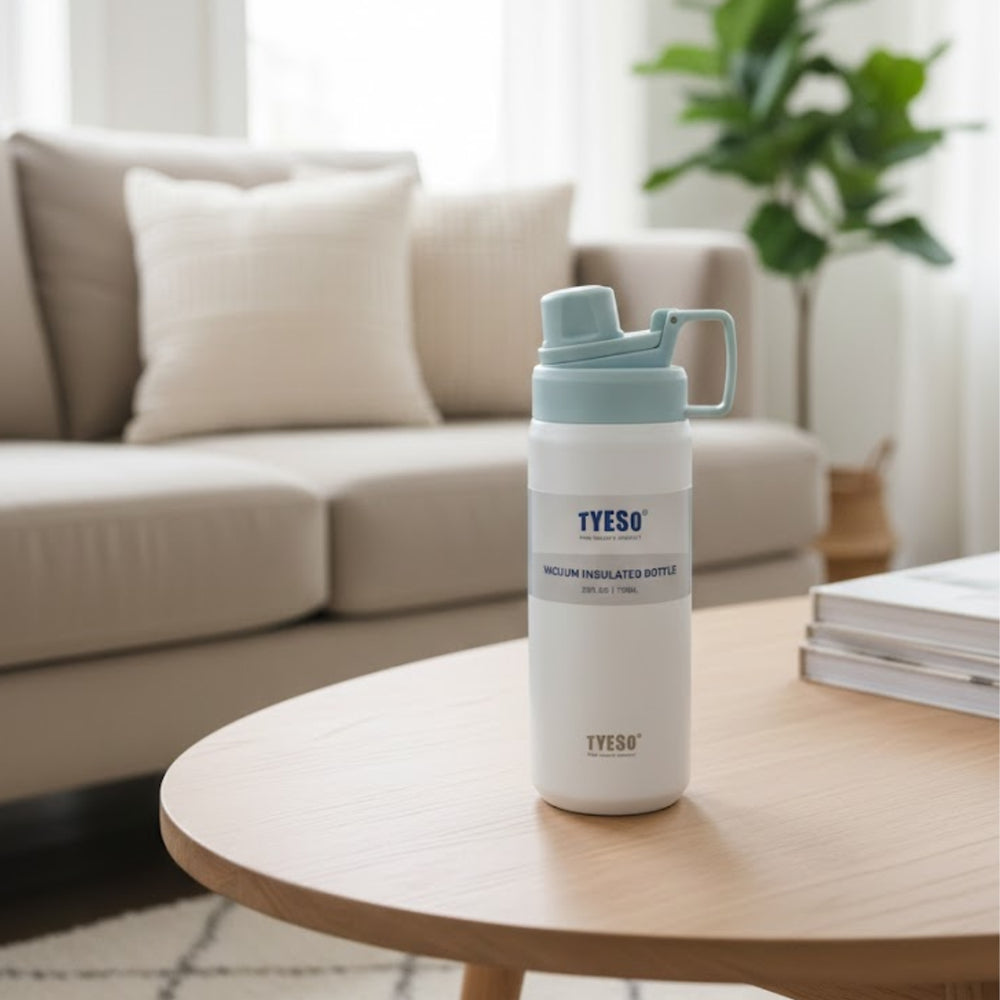 Termo TYESO blanco 750 ml con asa y acabado mate