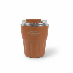 Termo color marrón con tapa deslizante