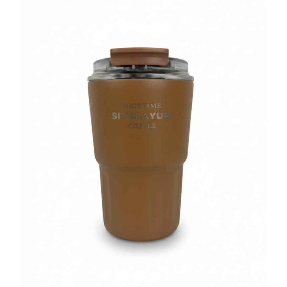 Termo marrón con diseño ergonómico de 360 ml