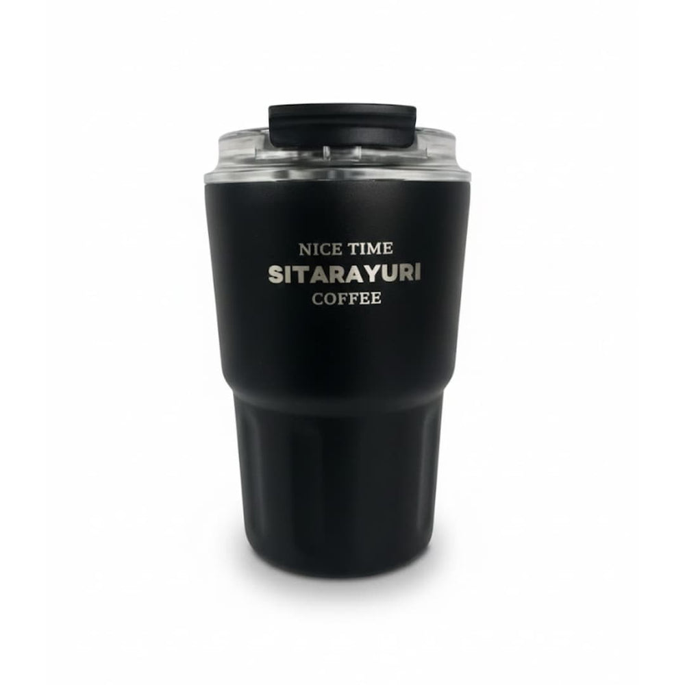 Termo negro de acero inoxidable 360 ml con tapa segura