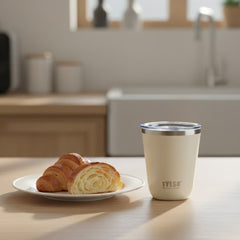 Mug térmico TYESO 300 ml sin oreja color blanco con tapa deslizante