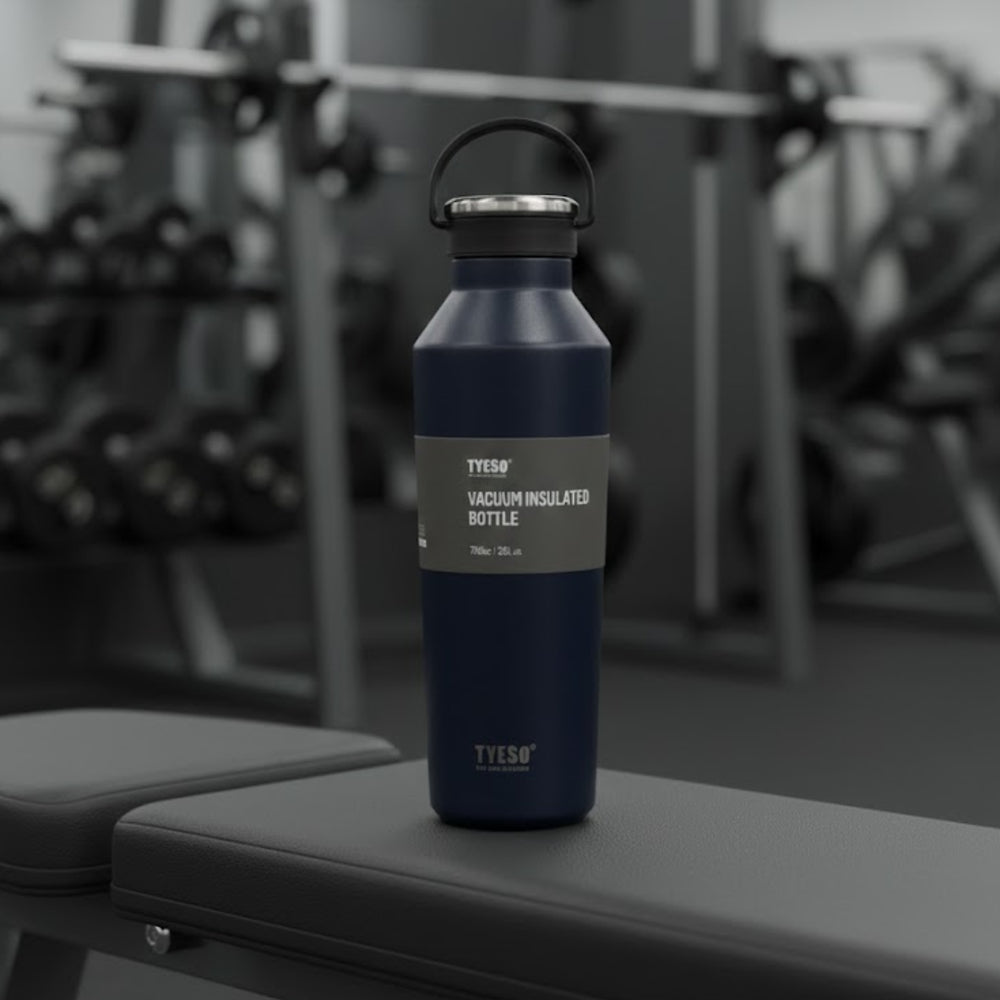 Termo TYESO 750 ml azul índigo con agarre integrado