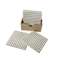 Set De Portavasos Cuadrado Con Soporte Diseño Geométrico