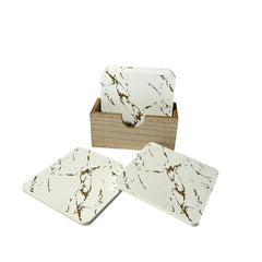 Set x6 Portavasos Cuadrado Con Soporte Diseño Mármol