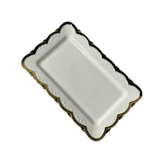 Bandeja Decorativa Blanca Con Borde Dorado Ondulado