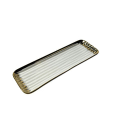 Bandeja  Decorativa  Rectangular 9,5 × 29cm  Detalle  Acanalado  Dorado