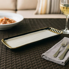 Bandeja  Decorativa  Rectangular 9,5 × 29cm  Detalle  Acanalado  Dorado