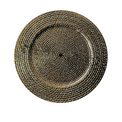 Plato Base 32cm Diseño Trenzado Dorado